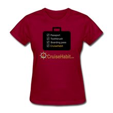 Load image into Gallery viewer, Cruise Checklist Shirt (Women&#39;s) - dark red